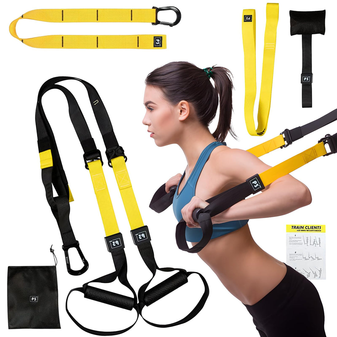 Suspension Training Kit,Resistance Trainer for Full Body for All Levels,Indoor & Outdoor Use Adjustable Training Straps,Supports Up to 500Kg, All-in-ONE Home Gym Equipment