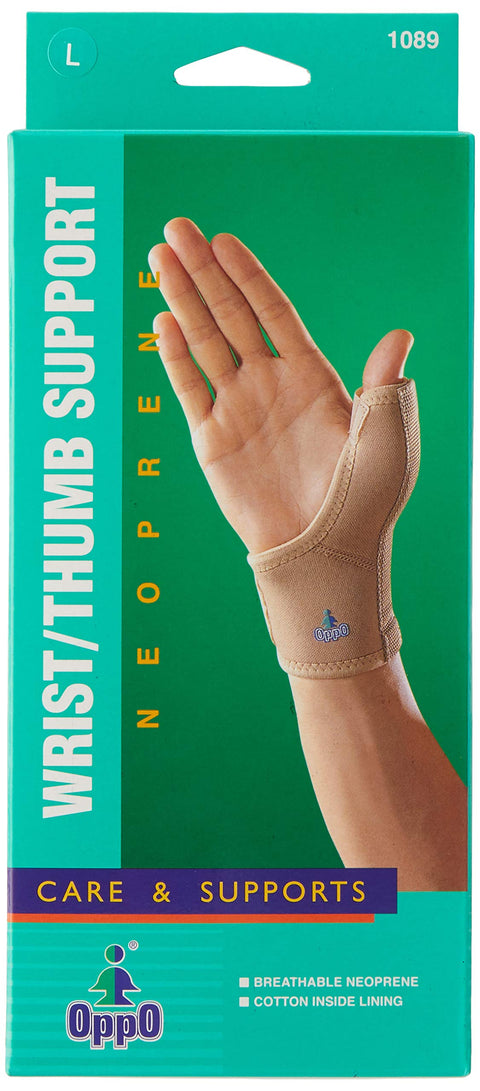 Oppo 1089 Wrist/Thumb Support, Large, Wrist and Thumb Brace for Relieving Joint Pain, Stabilising the Thumb, and Support the Wrist, Sprains, Strains, CMC Joint Injuries, and DeQuervain's Disease