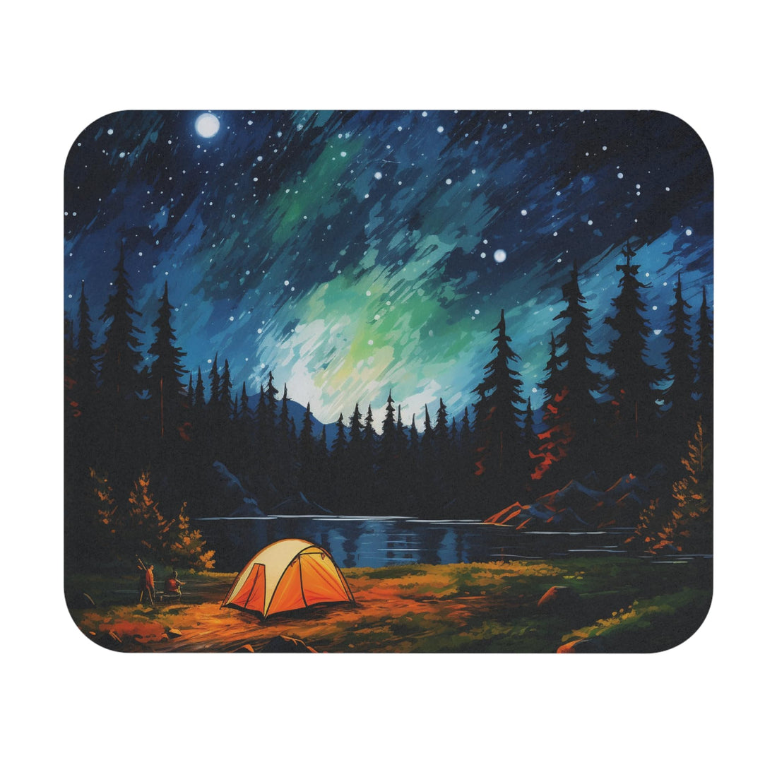 Scenic Camping Mouse Pad – Starry Night & Tent by the Lake Desk Mat, Smooth & Non-Slip Desk Mat for Office & Gaming, Durable Mousepad-195