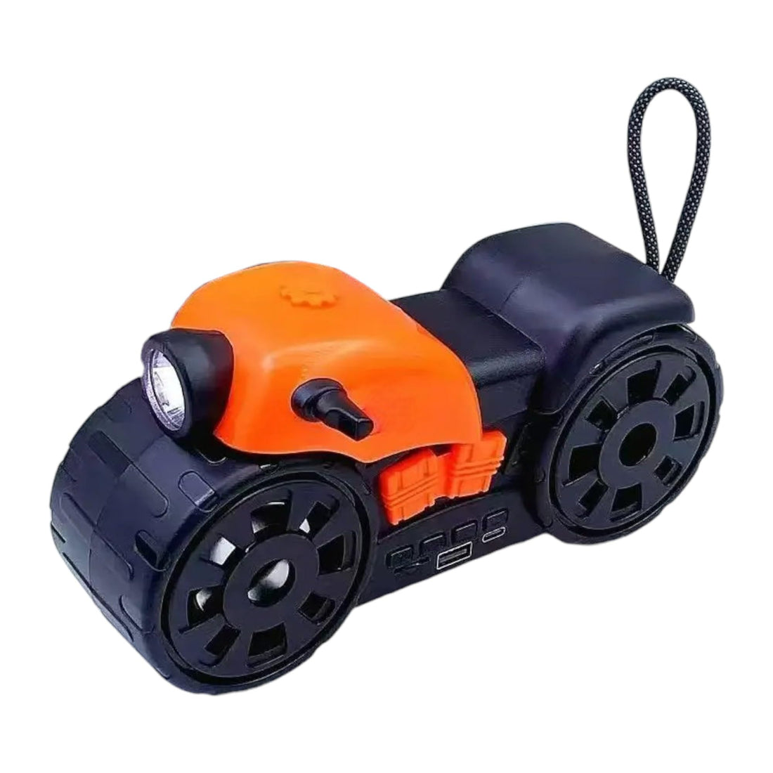 Bluetooth Speaker HR-663 with RGB Lights, USB Input, TF Card Slot Hi-Fi Stereo Sound, Deep Bass, Portable, Motor-Inspired Design, for Outdoor and Home Use ((Orange))