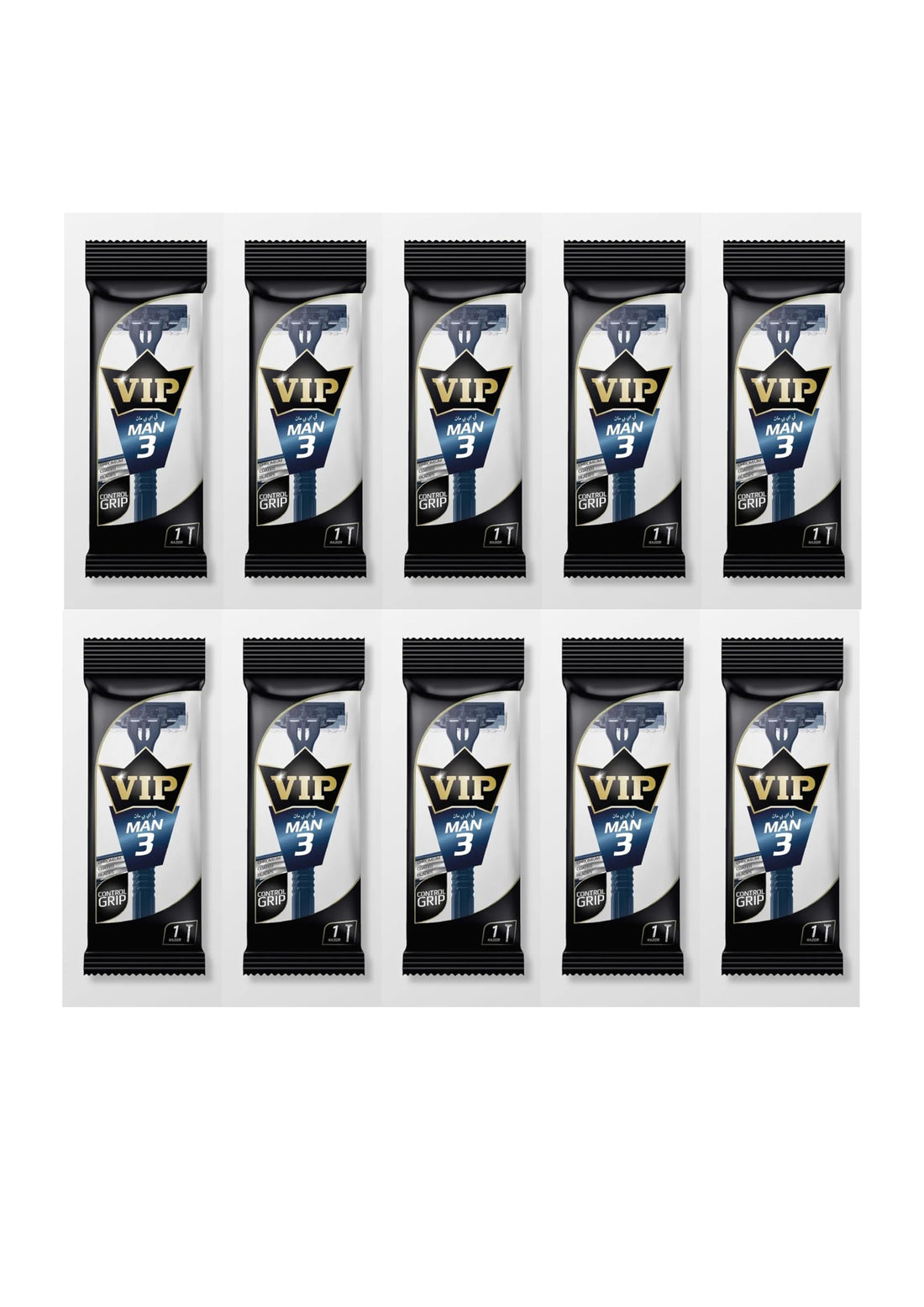 VIP MAN 3 BLADES DISPOSABLE BODY SHAVING RAZOR, Pack of 10