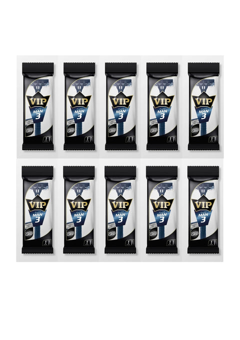 VIP MAN 3 BLADES DISPOSABLE BODY SHAVING RAZOR, Pack of 10