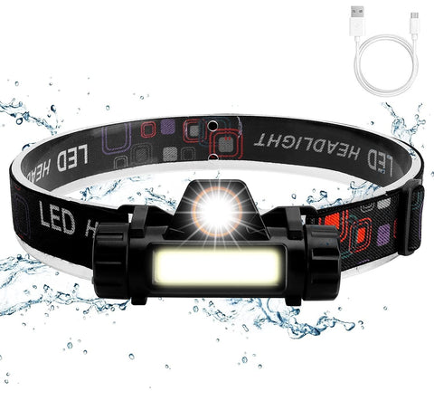 Headlamp, USB Rechargeable LED Head Lamp, IPX4 Waterproof Flashlight with Magnetic Lightweight, Adjustable Headband Headlight for Camping Cycling Running Fishing