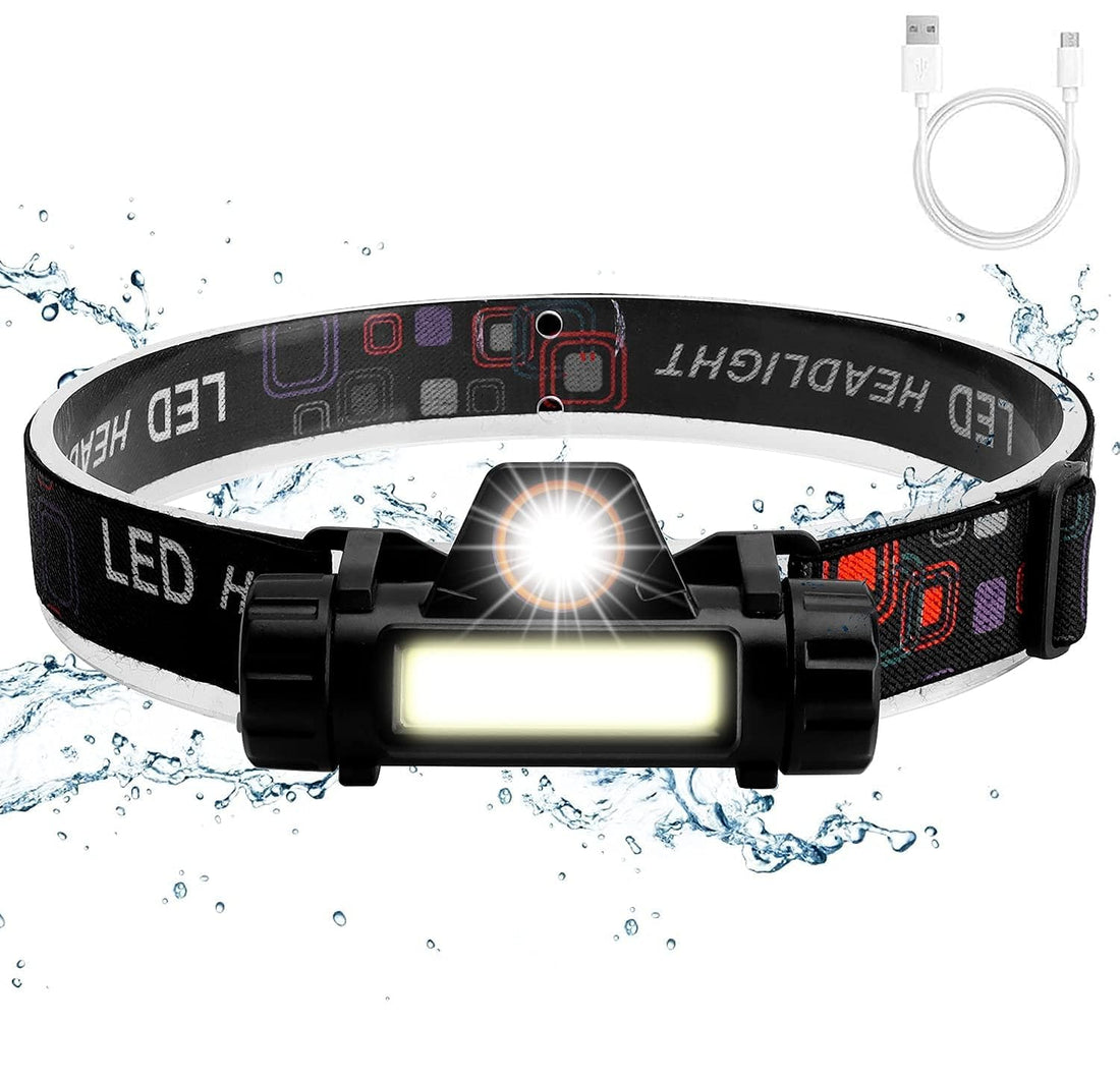 Headlamp, USB Rechargeable LED Head Lamp, IPX4 Waterproof Flashlight with Magnetic Lightweight, Adjustable Headband Headlight for Camping Cycling Running Fishing