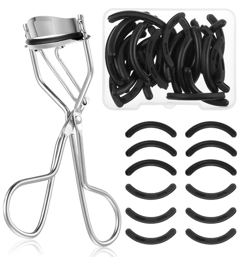 30Pcs Eyelash Curler Refill Pads, 1 Eye Lash Curler & 30 Eyelash Curlers Refill Silicone Pads Compatible with Most, Silicone Replacement Pad for Eye Lash Curlers, Easy to Use, Black
