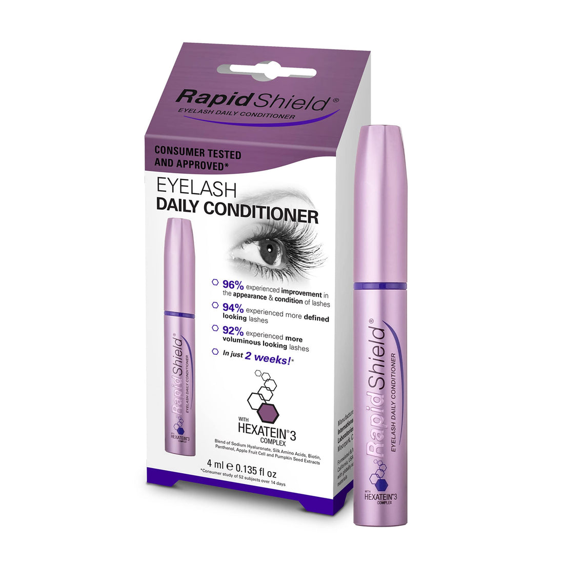 RapidLash RapidShield Eyelash Daily Conditioner for More Voluminous Looking Lashes and Improved Overall Appearance of Lashes, Scientifically Inspired Conditioning Treatment, 4ml