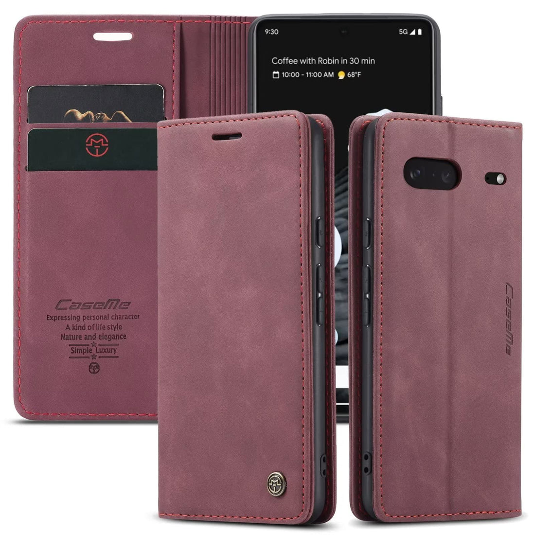 Case for Google Pixel 7, PU Leather Flip Case Foldable Magnetic Wallet Leather Case, Silicone Bumper Flip Case with Card Slot for Google Pixel 7, Red