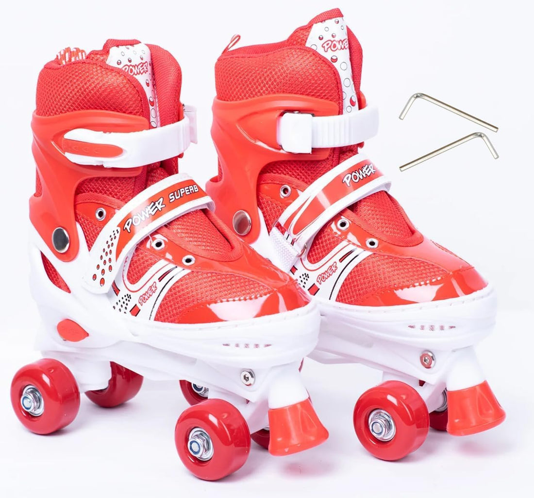 Inline Skates, Adjustable 2 Rows and 4 Wheels, Size Medium (35-38)
