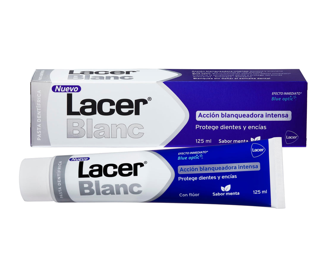 LACER BLANC - Plus 125 ml, New Mint Toothpaste, Whitening Action, Removes Tooth Stains, Prevents Plaque, Tartar and Tooth Sensitivity, Gum Protection