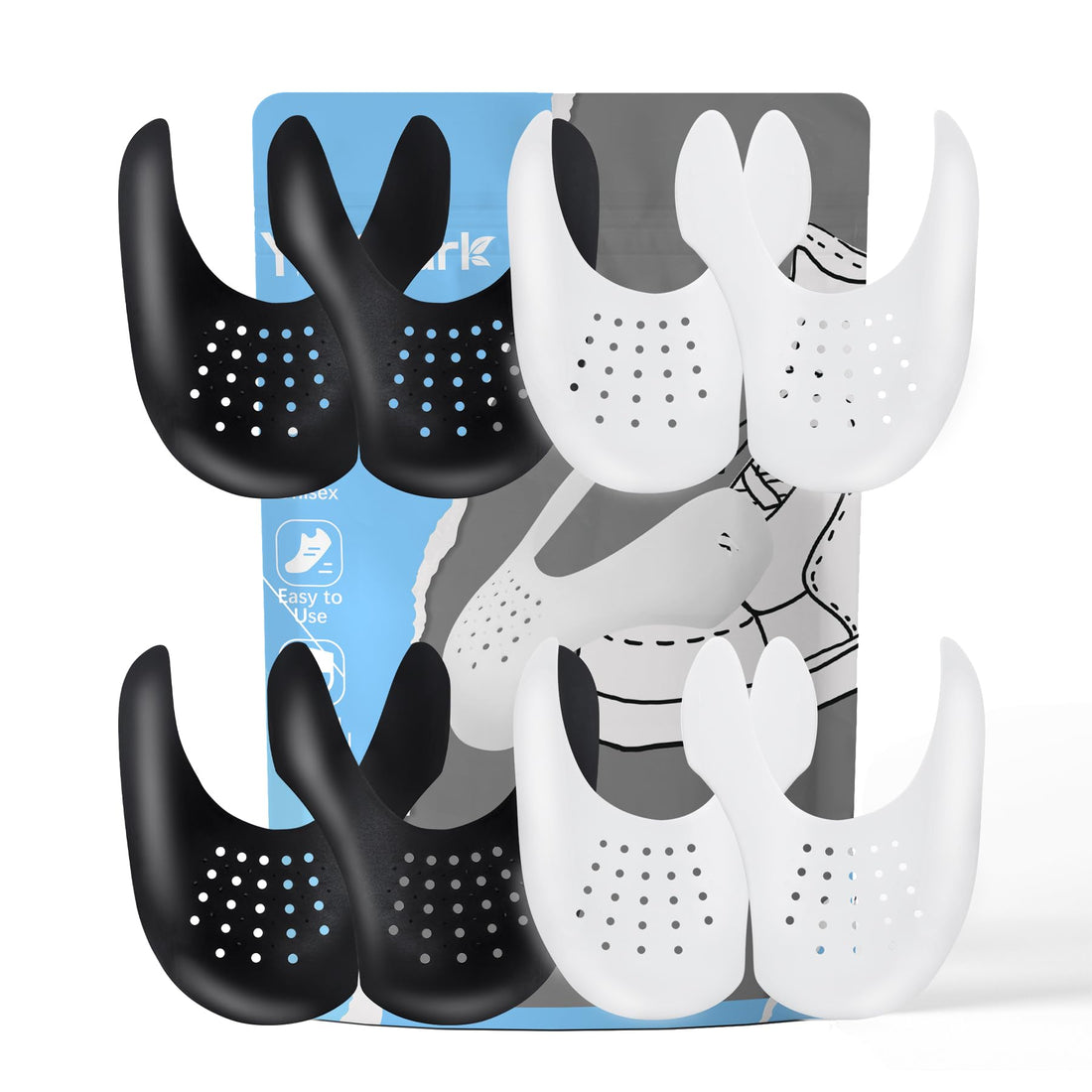 YOLOPARK Shoe Creases Protector for Sneakers:AF1s, Dunks and More,4 Pairs Anti Creases Protector for Men's 7.5-13 Women's 5-9