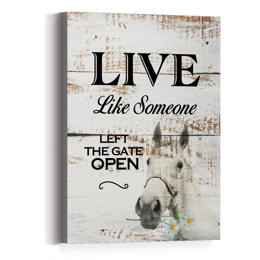 JANLAN Country Farmhouse Wall Art Canvas- Funny Lama Live Like Someone Left The Gate Open Retro Style Canvas Prints Framed Wall Art for Home Bedroom Kitchen Dining Room Wall Décor