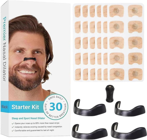 Nasal strips for snoring (30 Pairs, Black) - anti snoring nasal strips, Increase Oxygen Flow, Improve Sleep Quality, Sweat-Proof Breathable Nasal Dilator, Skin-Safe Design for Nighttime and Exercise