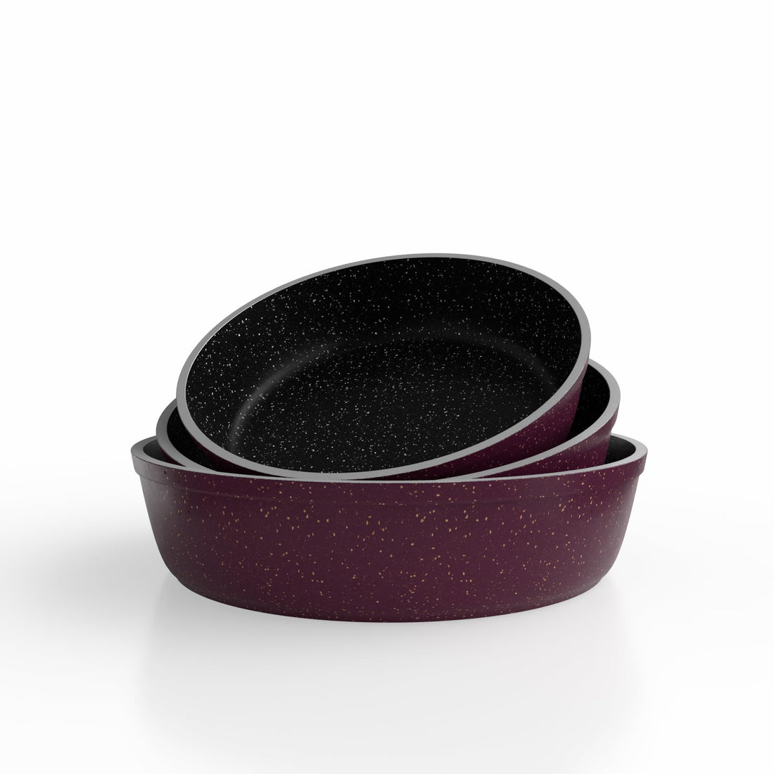 Power Granite Round Oven Tray 3-Piece Set with a durable 5 mm body for excellent heat distribution. Premium non-stick granite coating ensures perfect baking results and easy cleaning.