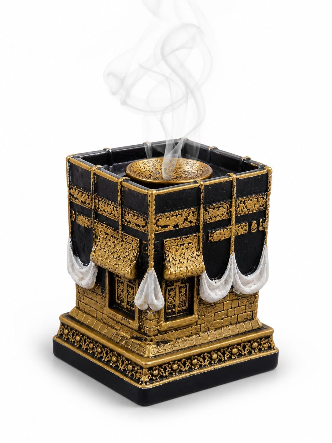Luxury Incense Burner with Modern Design – Elegant Islamic Decor in Black and Gold – Perfect for Home Fragrance and Events