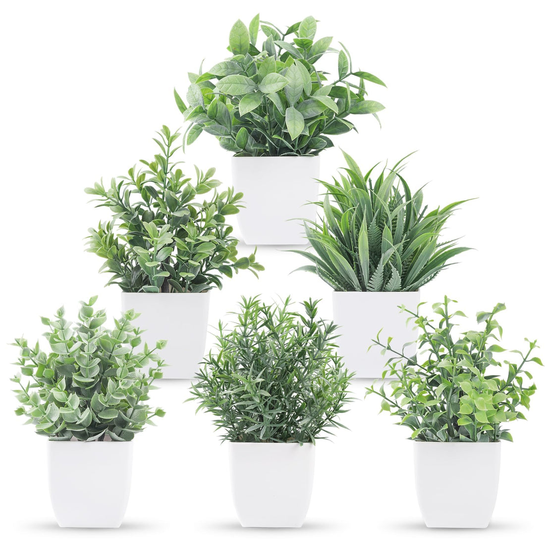 Der Rose 6 Pack Fake Plants Small Artificial Plants Faux Plants Indoor for Home Bathroom Bedroom Living Room Decor