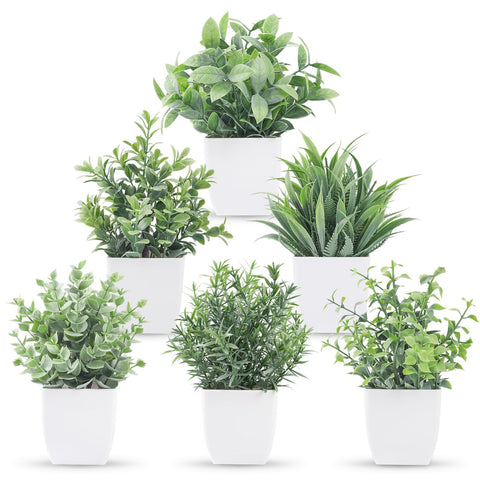 Der Rose 6 Pack Fake Plants Small Artificial Plants Faux Plants Indoor for Home Bathroom Bedroom Living Room Decor