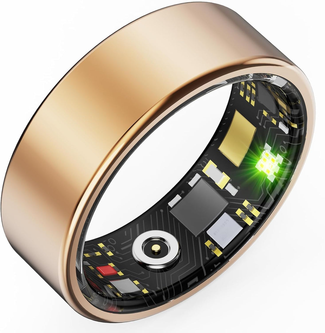 Smart Ring Fitness Tracker Health Heart Rate, Oximetry, Sleep, Exercise Calories Monitoring, Track All Your Important Health Indicators, Compatible with iOS and Android (Gold, 11)