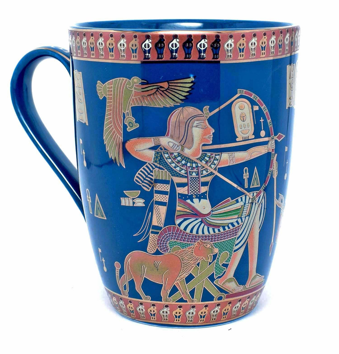 immatgar pharaonic coffee & tea mug ancient Egyptian souvenirs gifts for women and men birthday from Egypt - mother day gifts (Chariot - Blue - 300 MM)