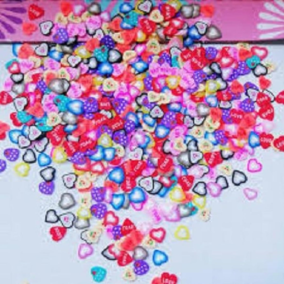Hearts 3D Polymer Fimo Nail Art Slices 1000-Pieces