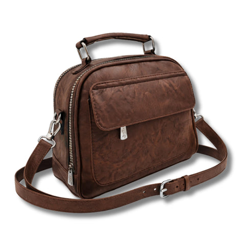 AYSLE 1661 Women’s Premium Leather Top Handle & Crossbody Bag | Multi Pocket Handbag with Zipper Compartments | Adjustable Satin Strap | 21×25×14 cm | 12 Colors