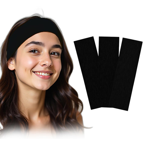 3pcs Cotton Headbands - 95% Cotton, Sport Sweat Bands for Women's, Men - Workout Headbands - Running Headband -Tennis Athletic Sweatband.
