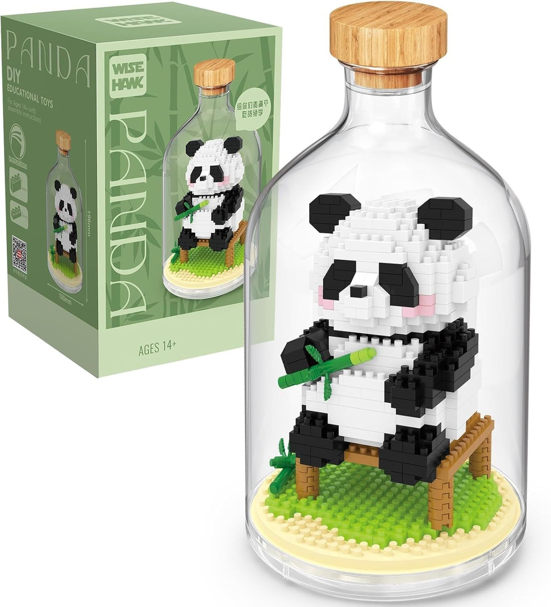 TOYS LAND Panda Mini Building Blocks Toy Set, 383 PCS Micro Animal Lovers Building Set with Dust Cover for Office Home Decor, Creative Birthday Gifts for Adults Ages 14+ Years (Eating Panda)