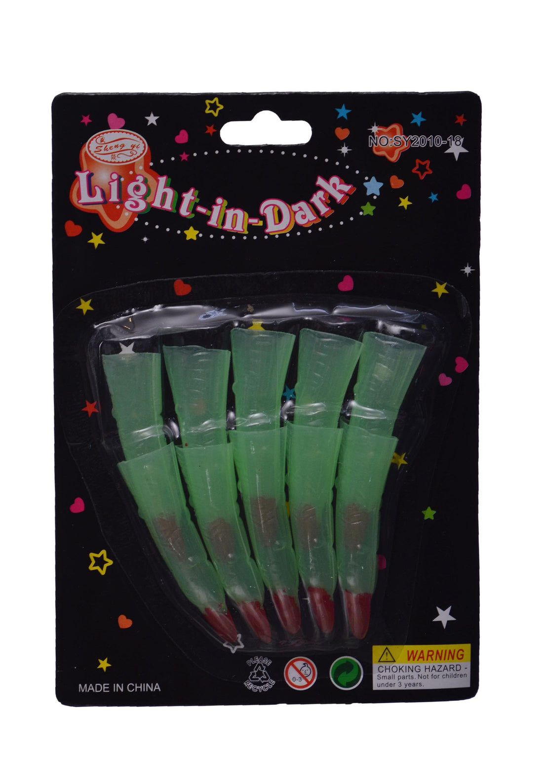 Glow in The Dark Witch Fingers for Halloween Costume,5 Pieces-Green/Red