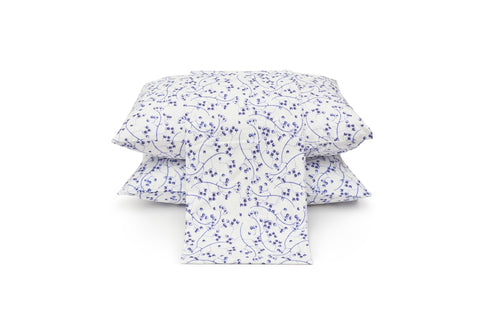 Printed Bed Set - 3 Pieces for Single Bed - 1 Flat Sheet (180cm*260cm) + 2 Pillow Cases (50cm*70cm) - 100% Saten Cotton - Blue Branches - 811