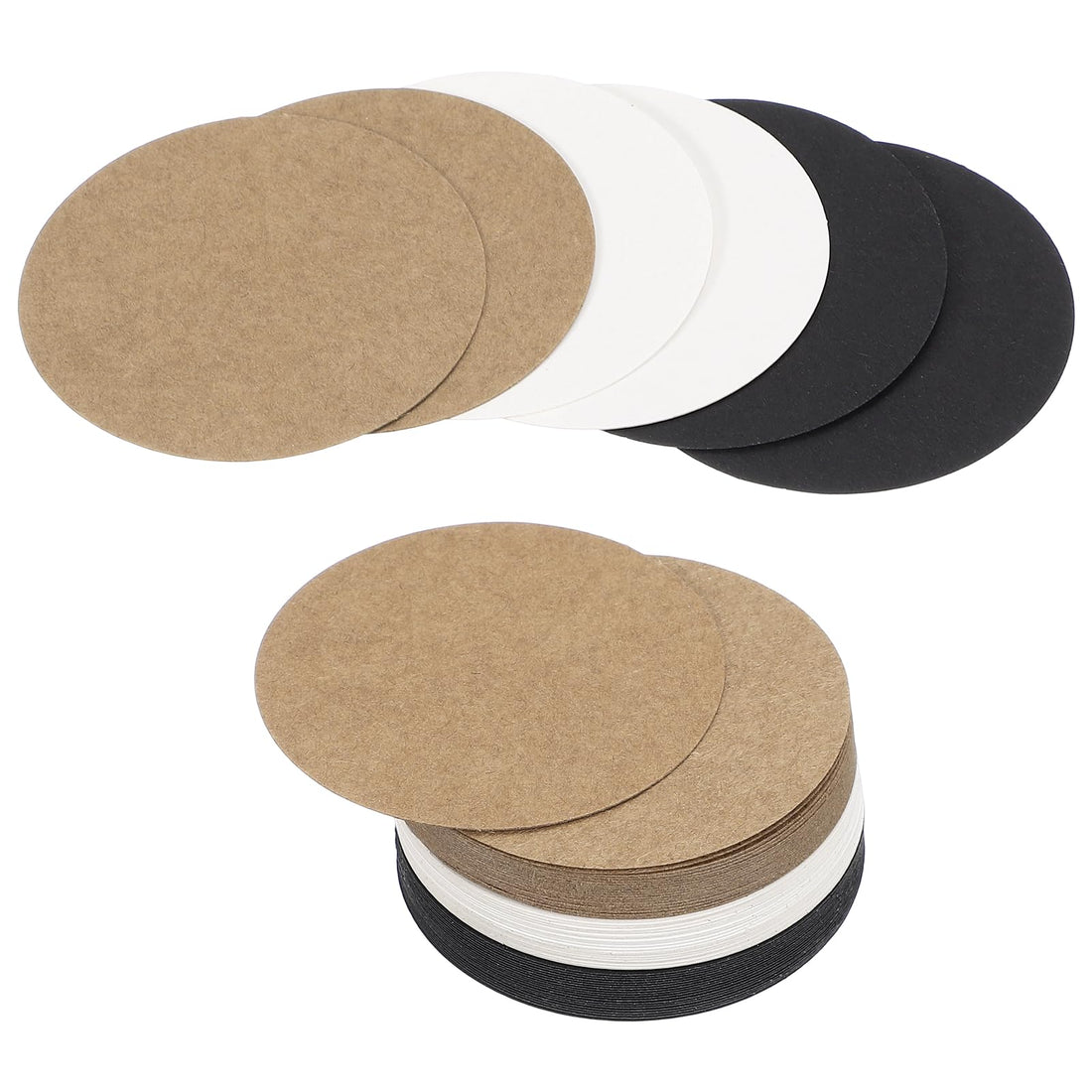 PATIKIL 60 Sheet Circle Card Stock, 2 Inch Round Cutouts Paper Thick Cardstock Coaster for DIY Craft Projects Printing Supplies Bulletin Board Decor, White/Black/Blue