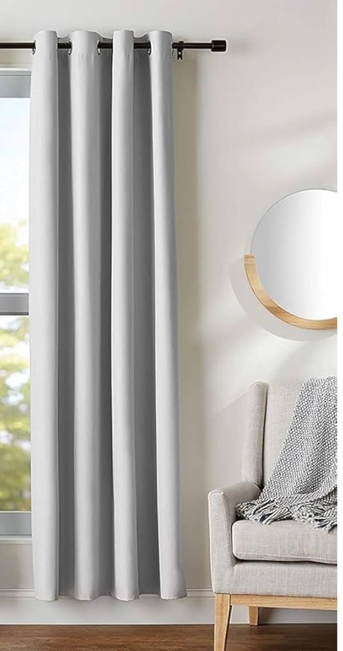 Magdi tex Thermal Insulated Blackout Room Darkening Grommet Curtains for Bedroom 1 Panel (Silver, 137 x 220cm)