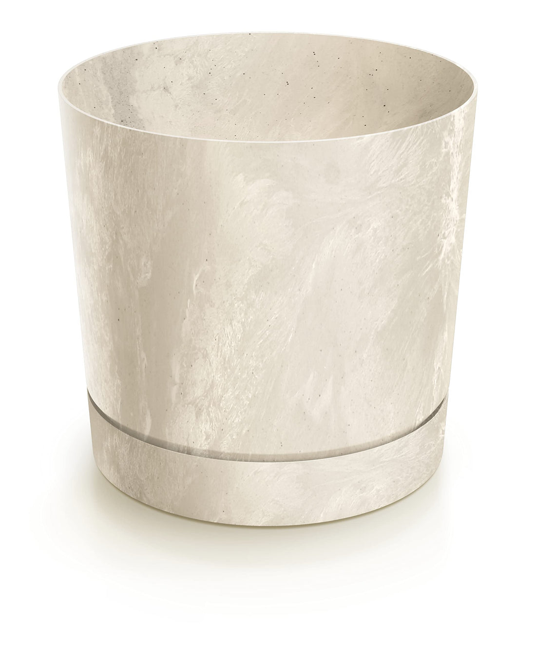 Tubo P Concrete Effect 180E Round Pot with Saucer Cream