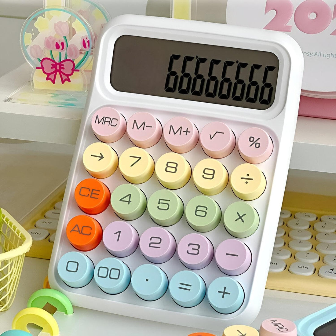 Classroom Tool - Essential Electronic Calculator and Keyboard Combo for Students to Boost Learning and Productivity (white)