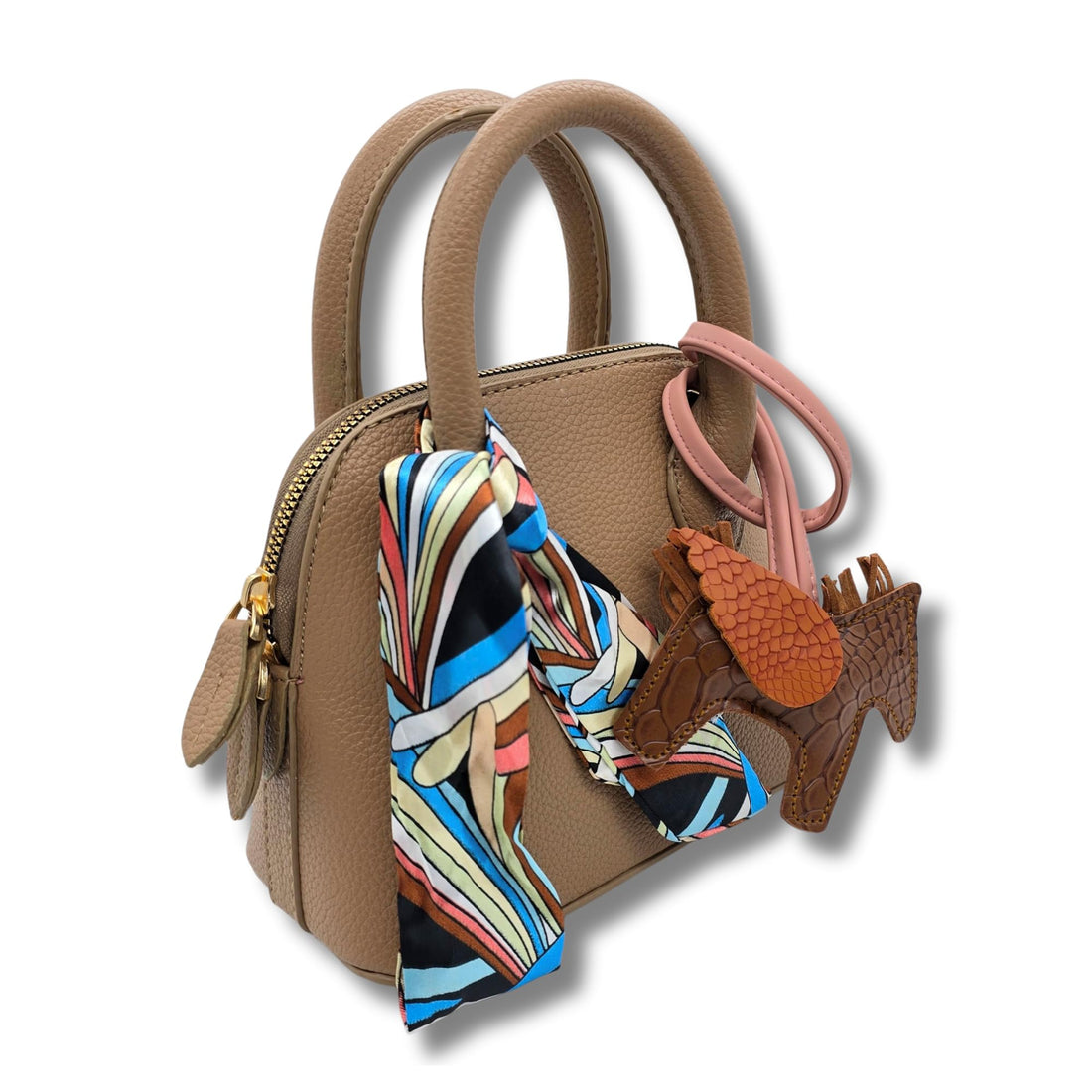 AYSLE 1633 Women’s Small Pebbled Leather Shoulder, Crossbody & Top Handle Bag | Removable Artistic Scarf & Leather Charm | Premium Gold-Tone Hardware | 12 Colors Available | 15×20×10 CM