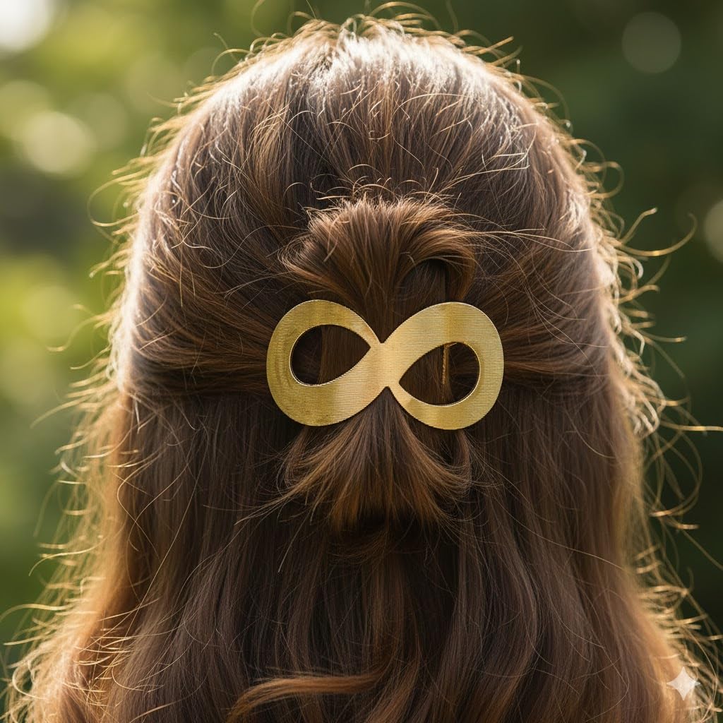 Hair Clips for Girls, Metal Spring Snap Pins, Shell Love Design, Korean Fashion, Non-slip (Infinity Gold)