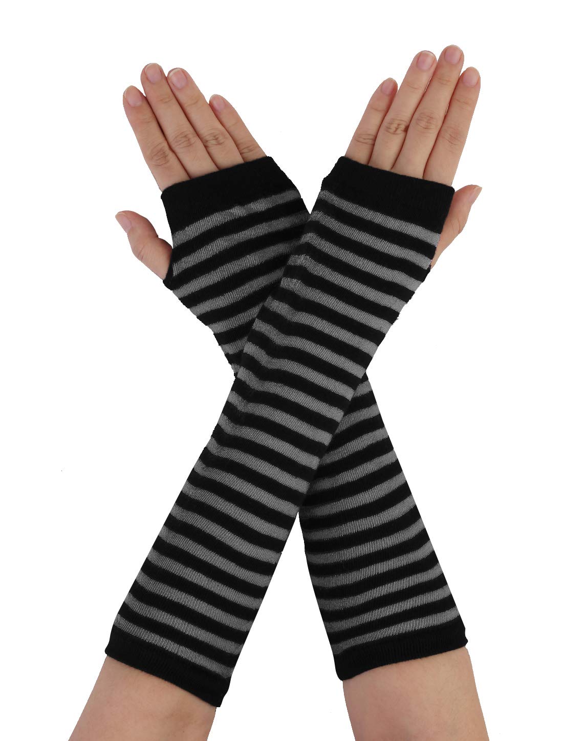 sourcing map Women's Arm Warmers Winter Knitted Cold Elbow Long Fingerless Gloves