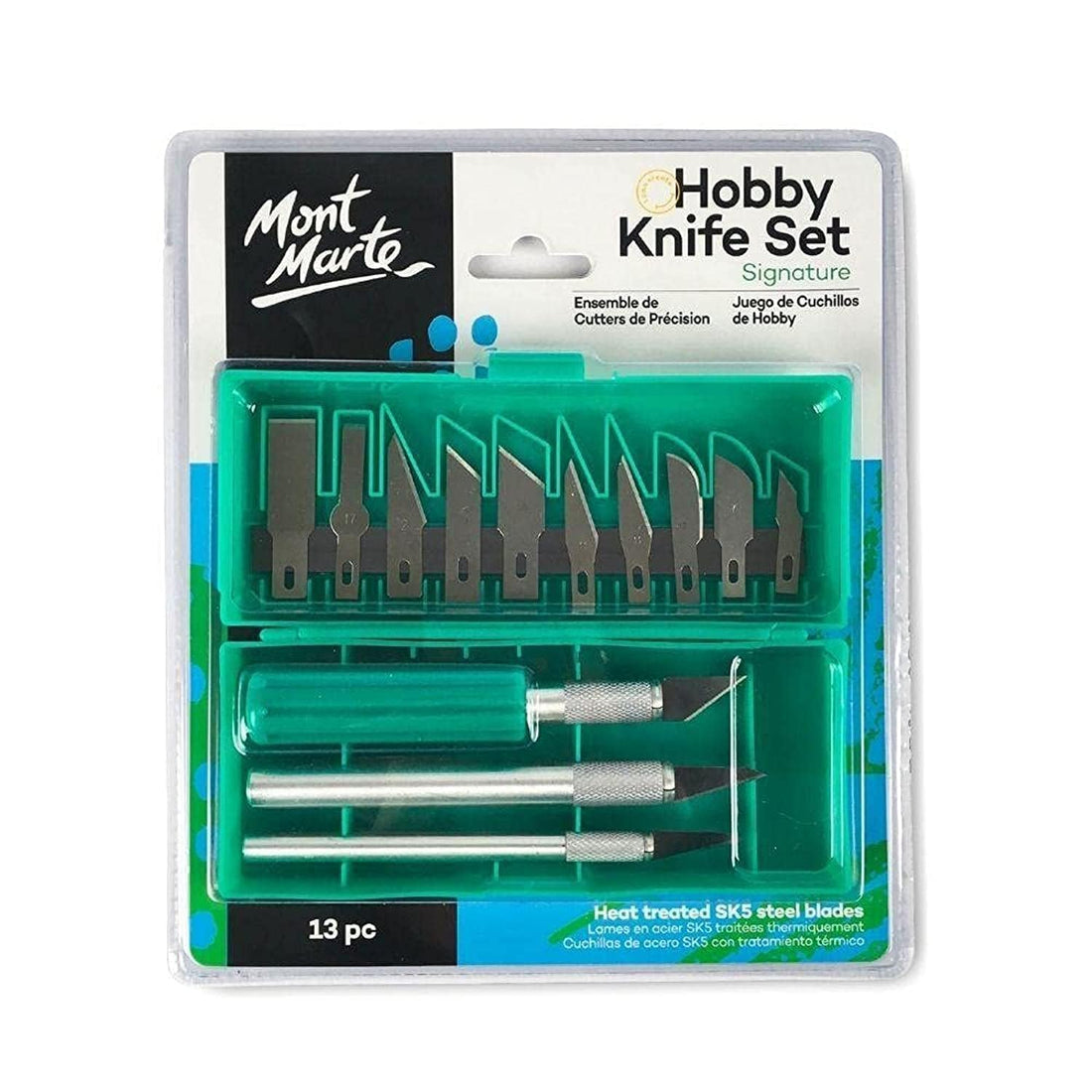 Mont Marte Hobby Precision Knife Set Of 13 Pcs Professional Razors For Art , Scrapbooking and Sculpturing