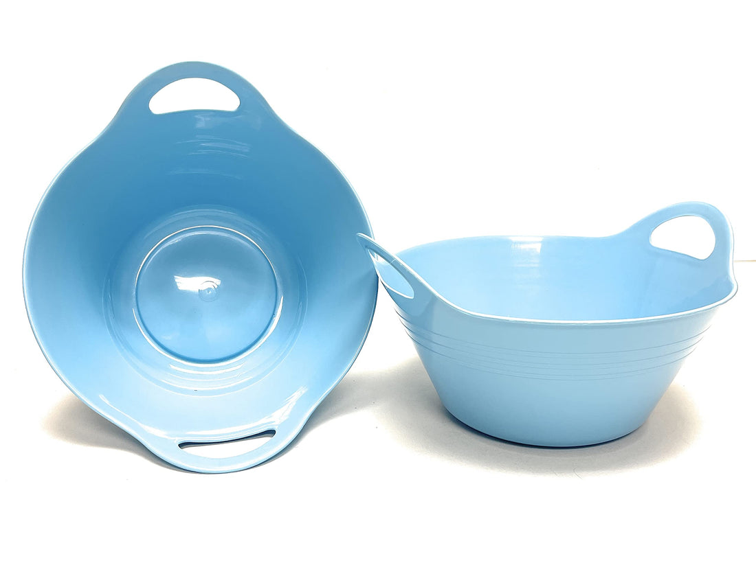 Mintra Home Plastic Bowls with Handles (1.8L Medium 2pk, Arctic Ice)