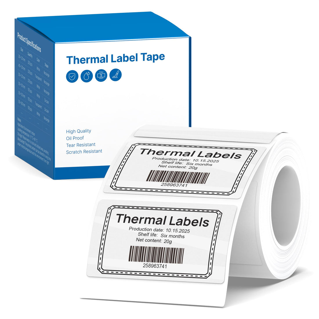Thermal Label for PM260 Printer, 1.57'' x 1.18'' (40x30mm) Thermal Tape, Waterproof, Multi-Purpose Label, 1 Roll of 230 Self-Adhesive Thermal Paper (Transparent)