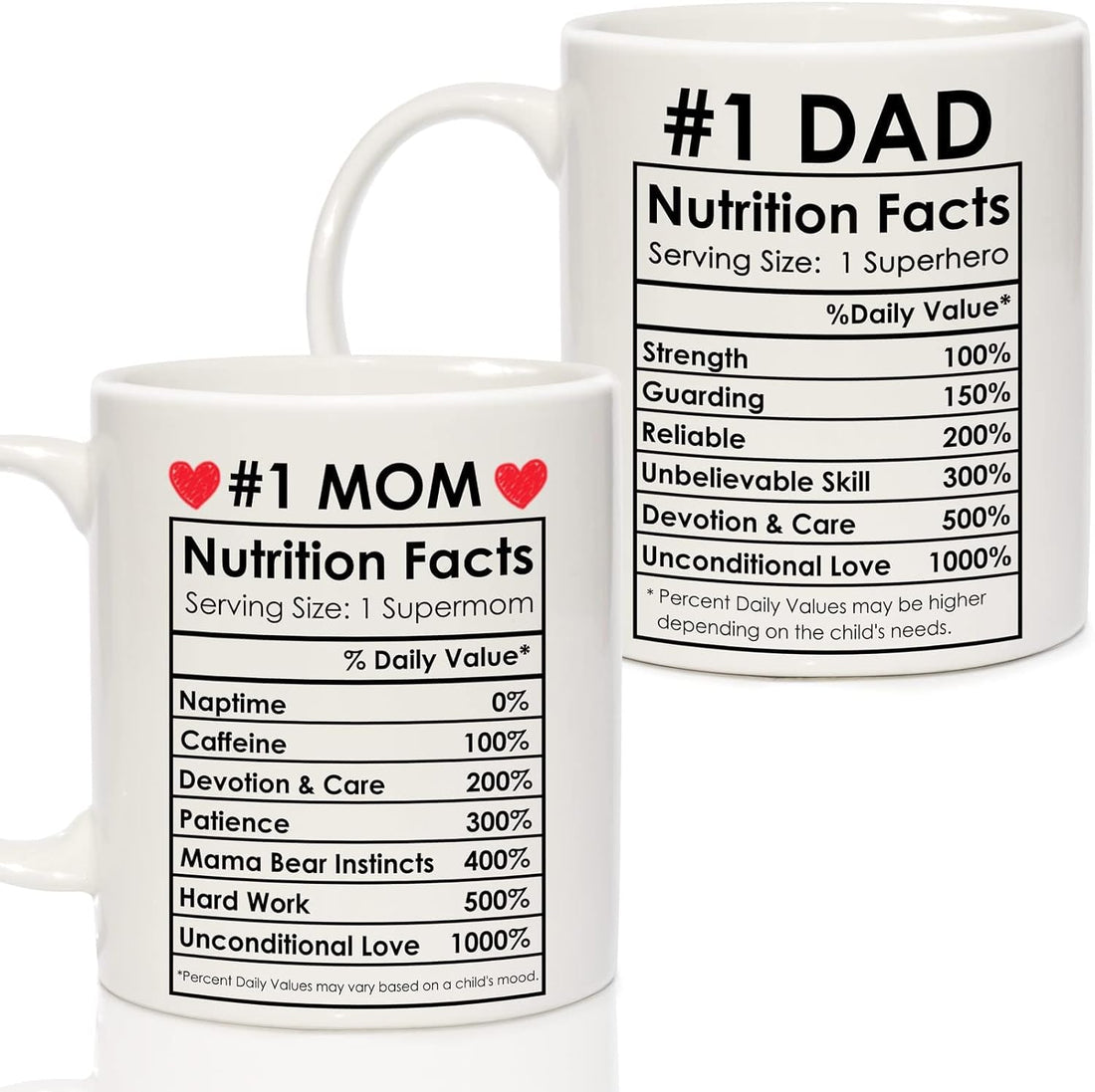 Mom and Dad Coffee Mugs Printed White Coffee Mug | Ceramic Tea Mug | Mug for Gift | Birthday | Anniversary | Inspirational Quotes, 11Oz (pack of 2)