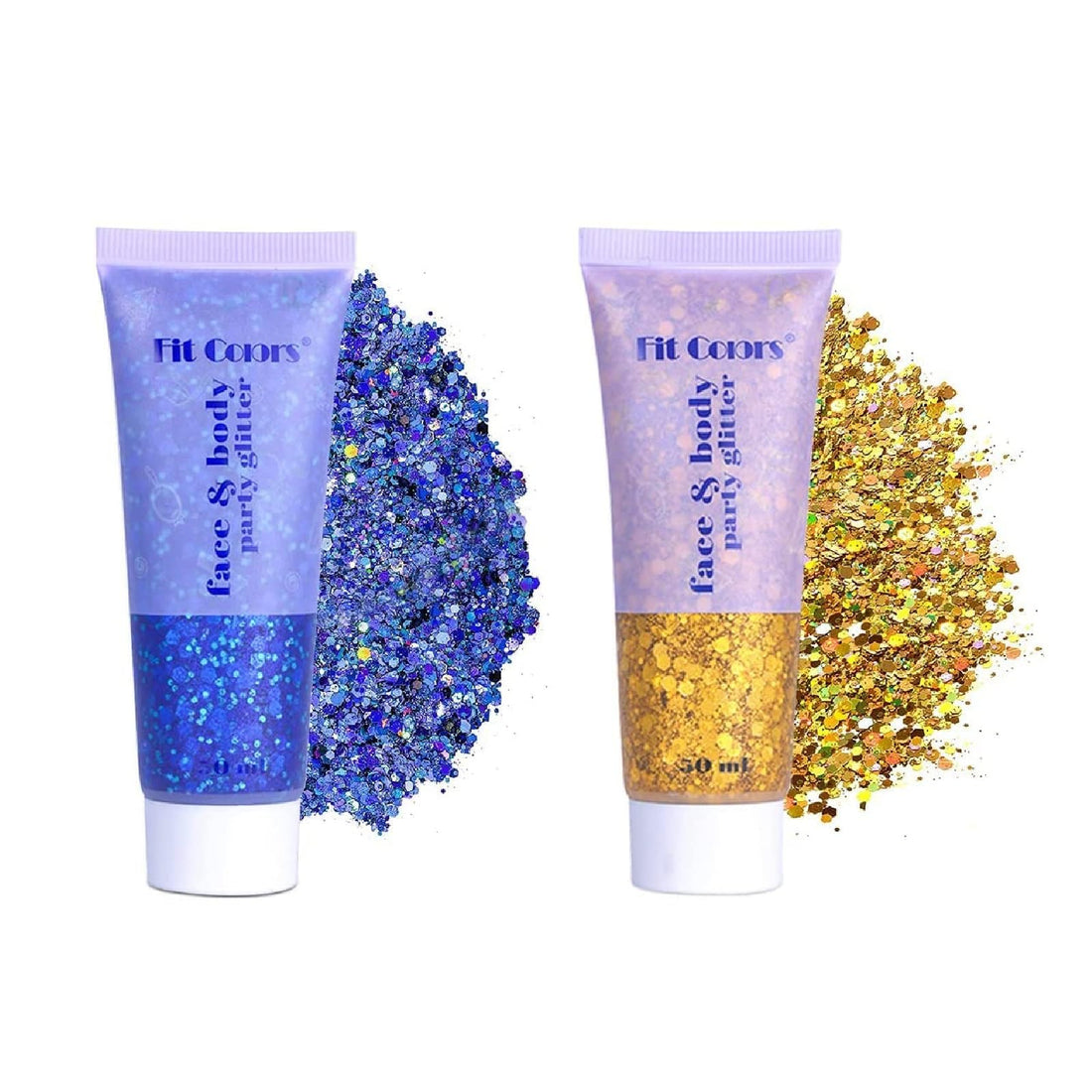 Jemey Glitter Gel, 2pcs Face Glitter, Sparkling Glitter Hairspray Festival Party DIY Art Accessories for Face, Body, Nail, Lip, Eye, Hair (Blue and Gold)