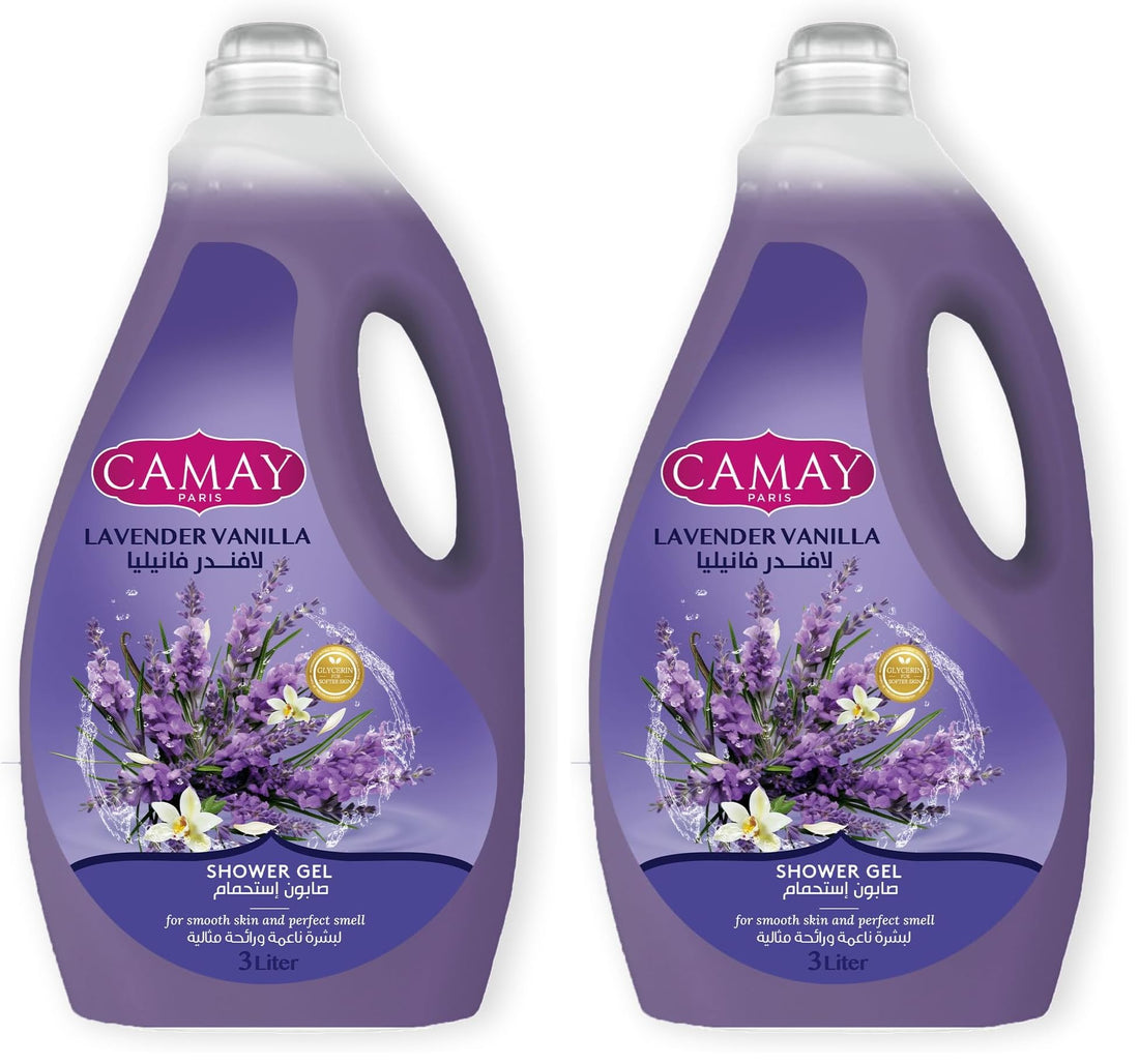 CAMAY Shower Gel Lavendar & vanilla with Glycerine for softer & fragranced skin, 3L (Pack of 2)