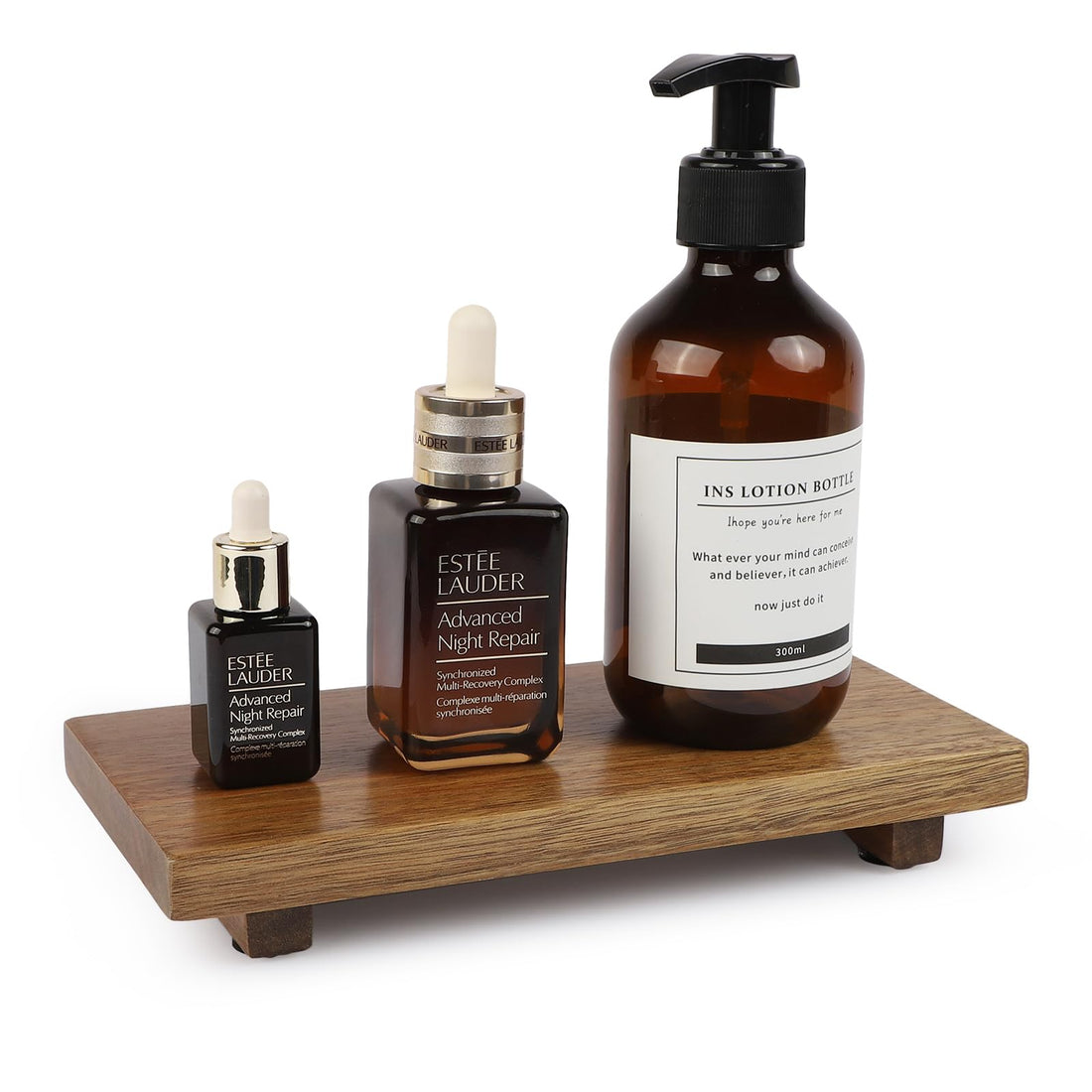 ZOVANO Small Tray Pedestal Stand,Wood Display Riser Handmade with Waterproof Finish, Soap Dish Holder for Kitchen Counter, Bathroom Sink Tray Decor, Soap Dispenser Stand Farmhouse