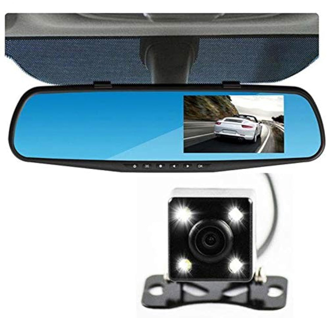 Dash Cam Video Recorder Dual Lens Rear-view Mirror Car Camera DVR 4.3 Inch 1080HD