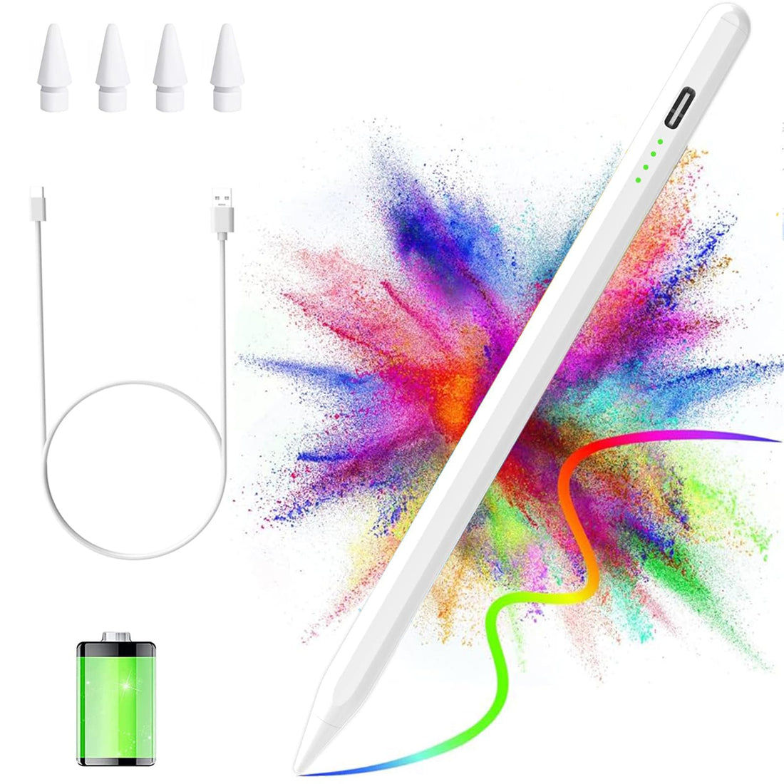 Stylus Pen IPad for 2018-2023 with Palm Rejection, Magnetic Stylus Pen, Active Pencil for IPad 10/9/8/7/6 Gen,IPad Pro 11/12.9 inch, IPad Air 5/4/3 Gen, IPad Mini 6/5 Gen (White)
