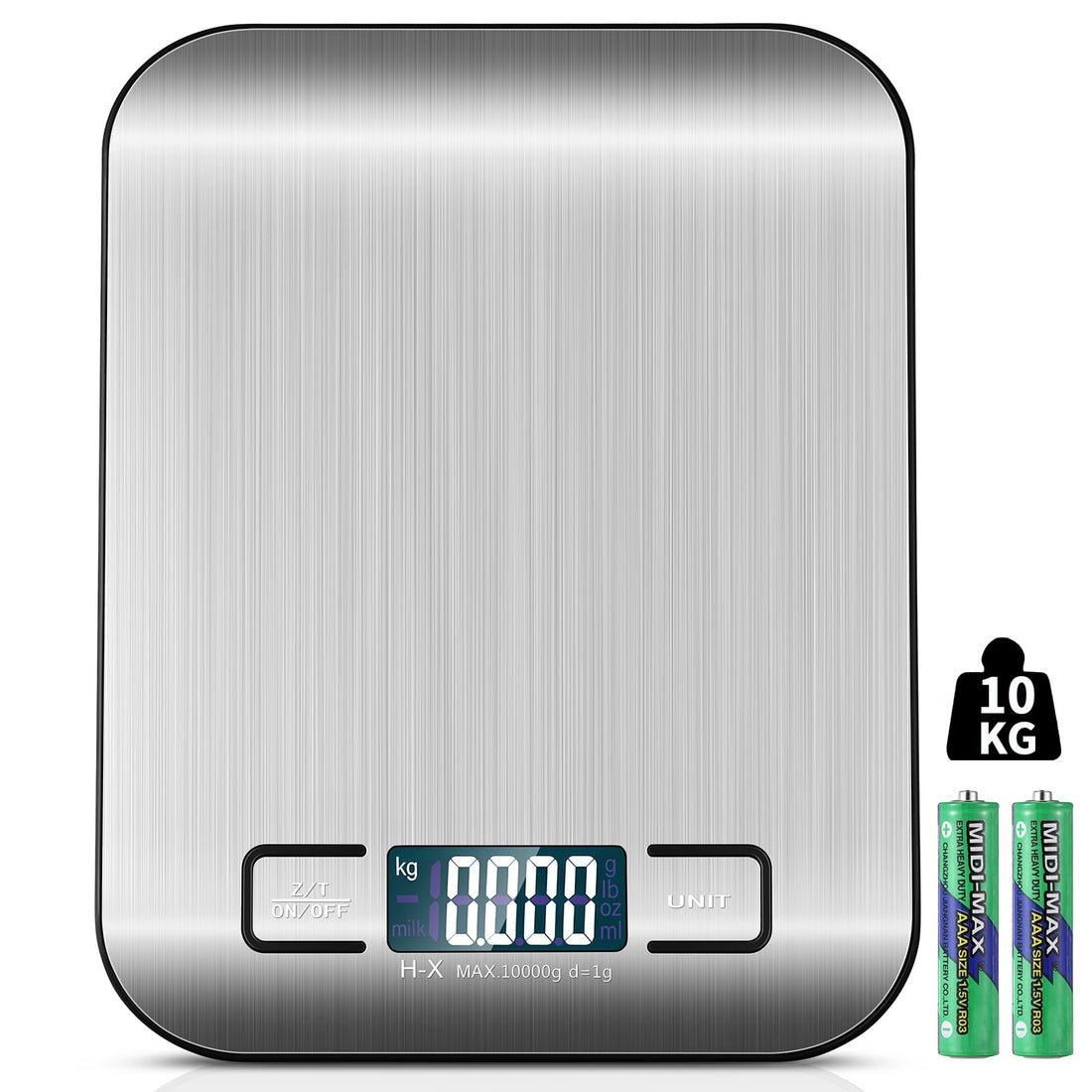 Digital Kitchen Food Scale 11lb/5kg, Stainless Steel Gram Scale with LCD Display, Precise 0.05oz/1g, Tare & 6 Units, Small Cooking Weight Scale for Baking, Meal Prep & Diet – Batteries Included
