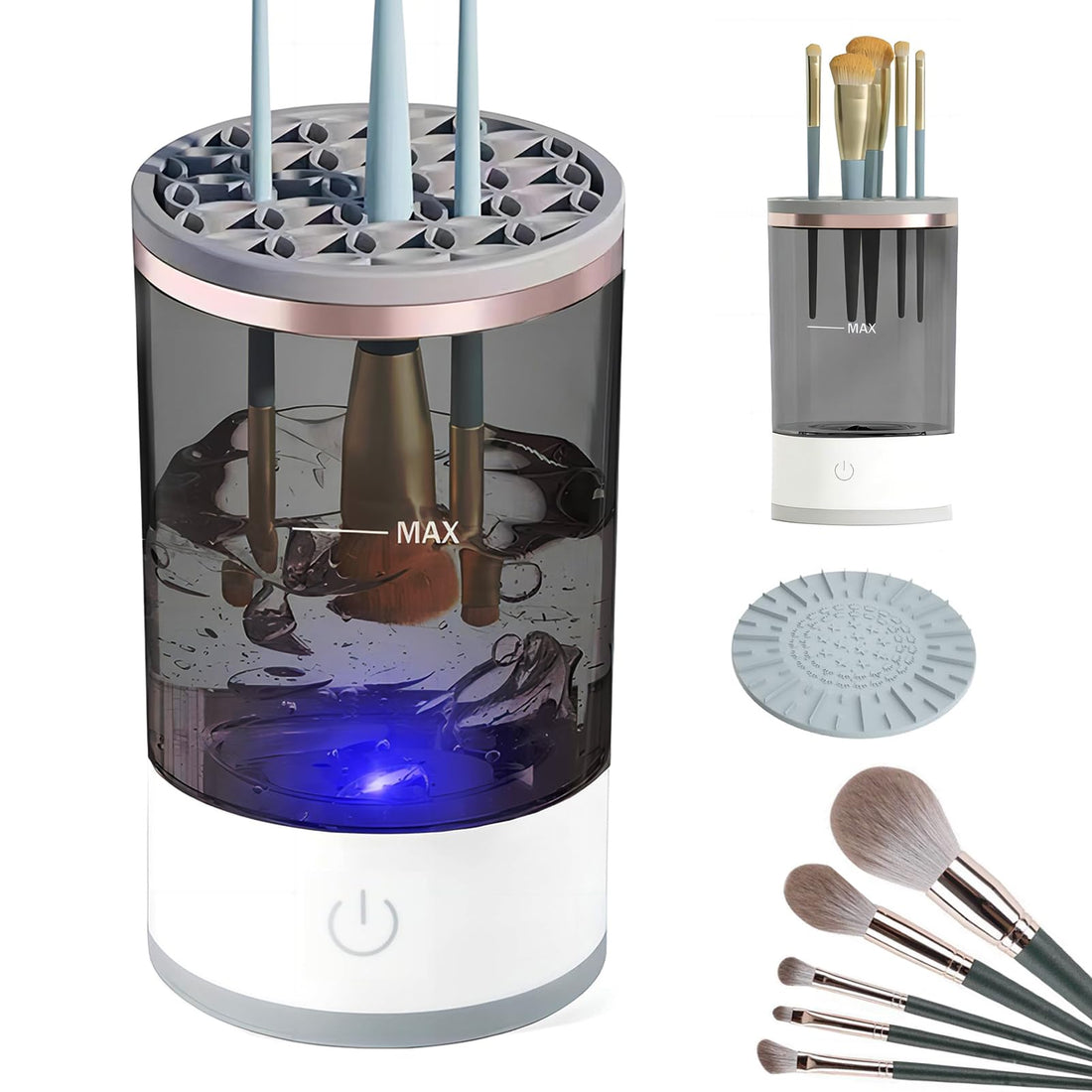 Electric Makeup Brush Cleaner, Cosmetic Brush Blender Machine with Brush Clean Mat for All Size Make up Brush Gift for Women Female Wife Friend
