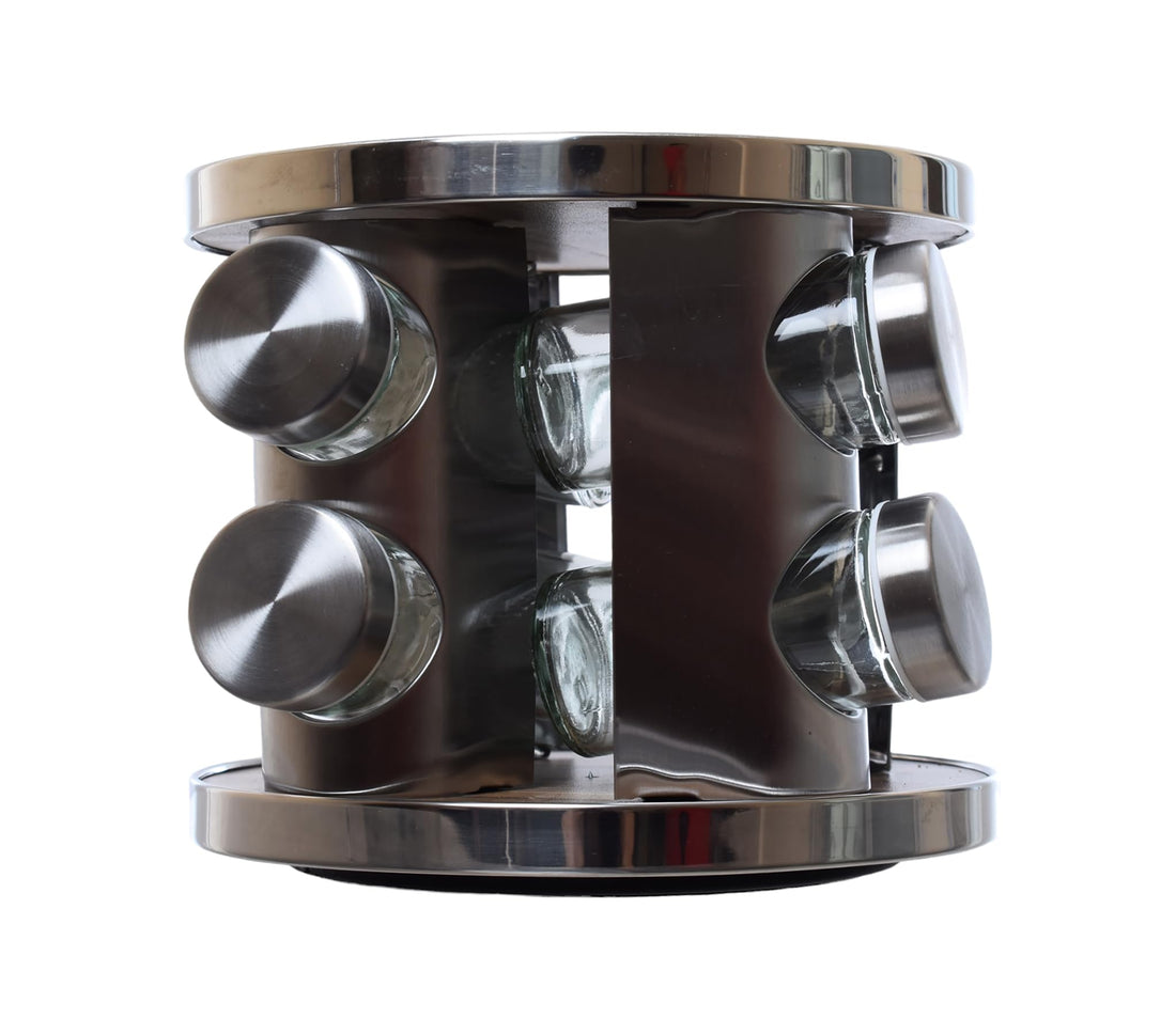 Glass Rotating Spice Set 8 Pieces Clear