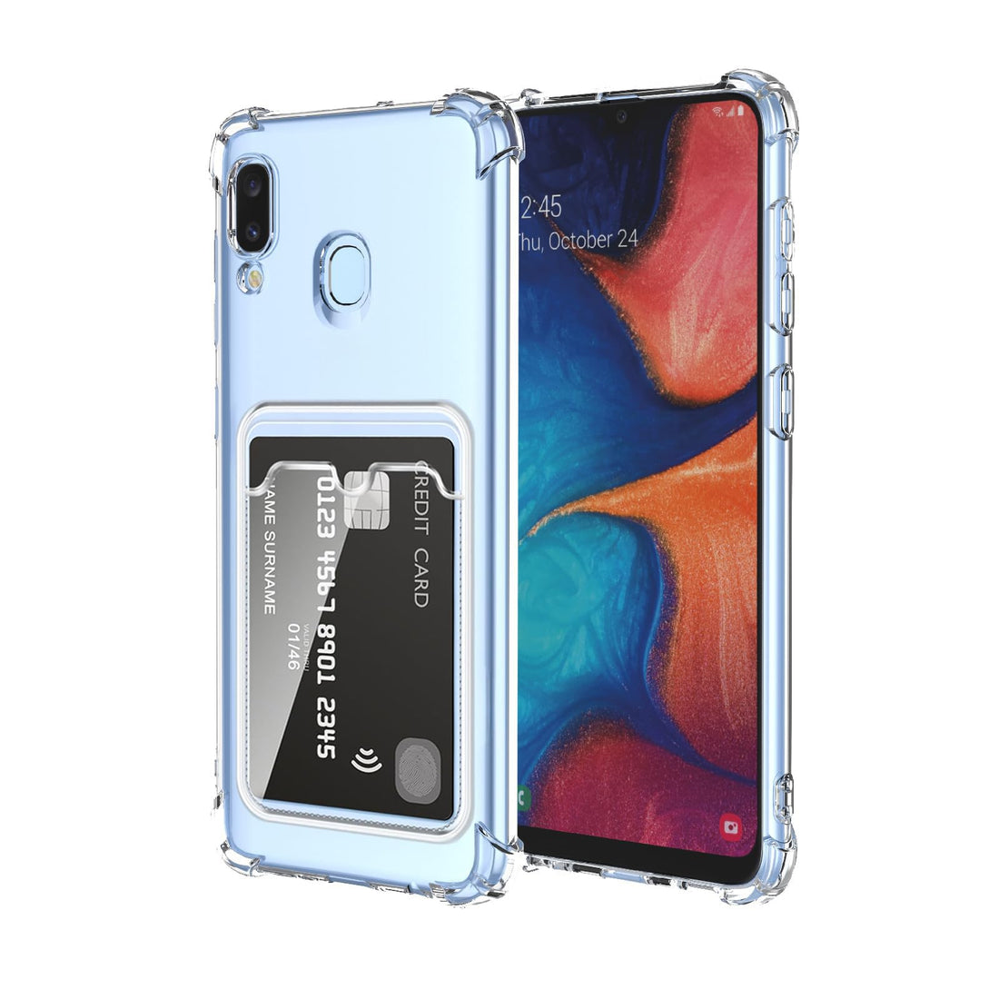 Dl3 Mobilak Xiaomi Redmi Note 7 / Note7 Pro Case Clear Card Holder Back Wallet Crystal Transparent Soft TPU Shockproof Bumper Corner Drop Protection Phone Case Cover With Camera Lens Protection