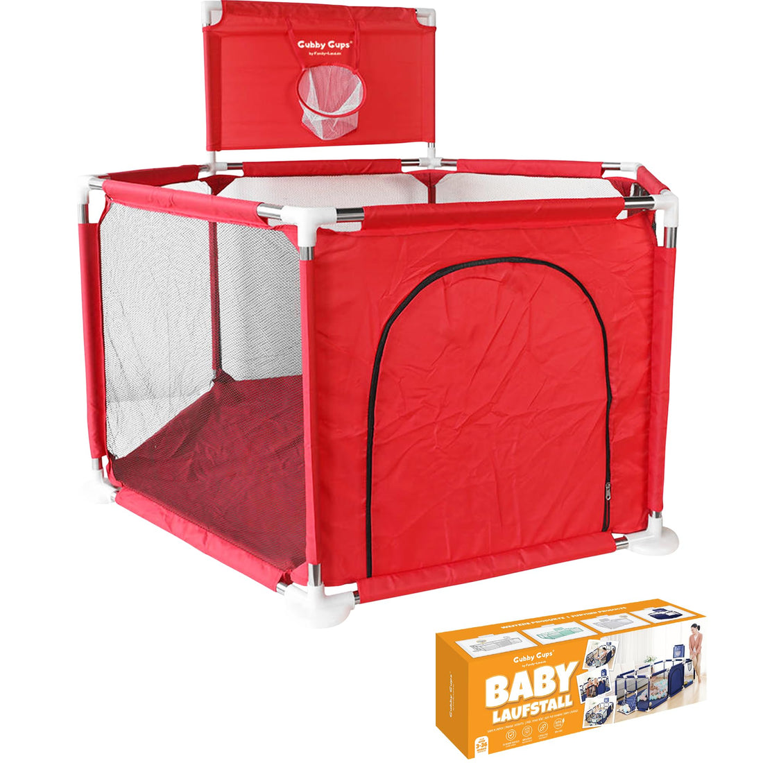 Playpen Baby Ball Pit with Basketball Hoop 120 x 120 x 66 cm and as a Walker