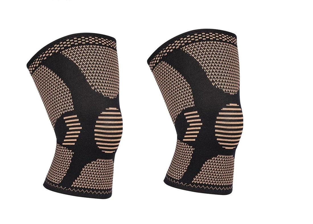 Sports Knee Brace with Copper Fiber, Black, Breathable Mesh, Unisex Free Size, Multi-Directional Support for Sports and Running, 150g, Graduated Compression Technology (2 Pack)